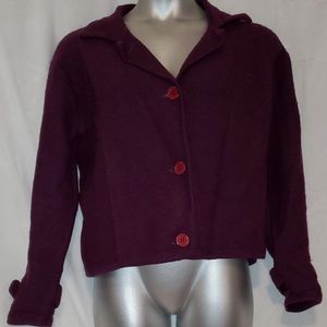 WondraWool 100% wool Plum cardigan size M